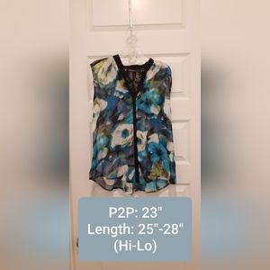 Style & Co. Sleeveless Hi-Lo Multi-color Floral Blouse, NWT, Size XL